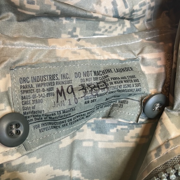 Military Camo Orc. Industries Inc. Parka Approved Rainsuit Jacket - Picture 6 of 9